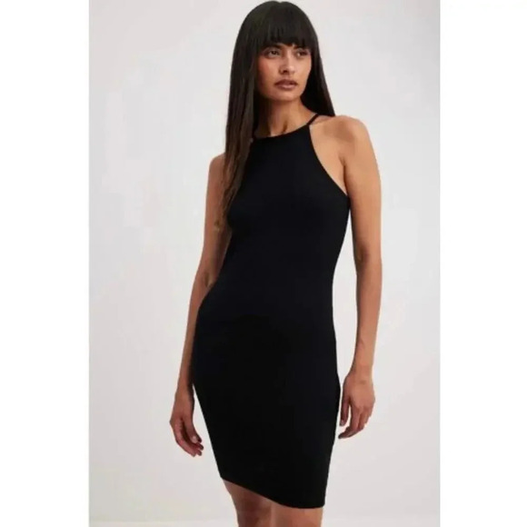 naked wardrobe Dresses & Skirts - Naked wardrobe black ribbed sweater tank midi dress high neck size SMALL